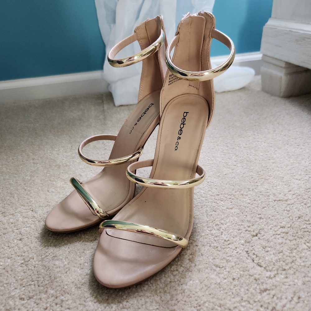 Bebe & Co. Berdine Gold/Nude Strappy Heel